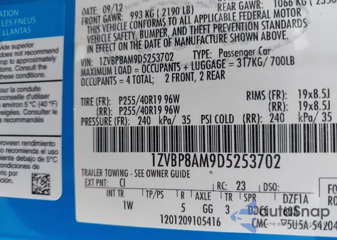 2013 Ford Mustang V6 from USA, damaged, VIN 1ZVBP8AM9D5253702